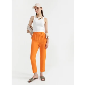 Lastikli Bel Basic Turuncu Kadın Pantolon ANGEL