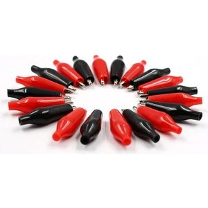 Ata Elektronik 20 Adet Krokodil Timsah Klip Maşa Timsah Uç Dayanma Gerilimi  Krokodil Timsah Klips ( Kırmızı Siyah ) Büyük Boy
