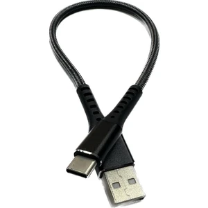 Type C USB 3.1 Kısa Ip Örgülü Powerbank Şarj ve Data Kablosu