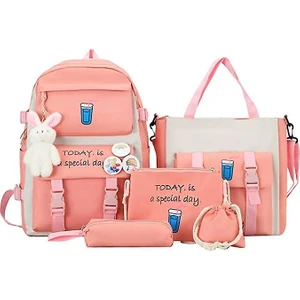 YY Store Öğrenci Sırt Çantası 5 Adet/takım Pembe (Yurt Dışından)