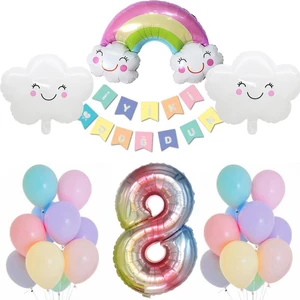 Patladı Gitti Gökkuşağı Bulut Konsepti Doğum Günü Parti Kutlama Seti