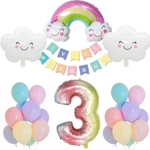 Patladı Gitti Gökkuşağı Bulut Konsepti Doğum Günü Parti Kutlama Seti