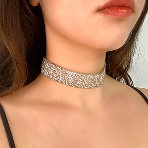 Petek Aksesuar Full Kristal Taşlı Işleme Choker Tasma Kolye