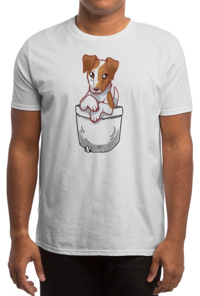 Fizello Pocket Smooth Fox Terrier Dog Beyaz Spor Tişört
