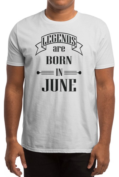 Fizello Legends Are Born In June Beyaz Spor Tişört