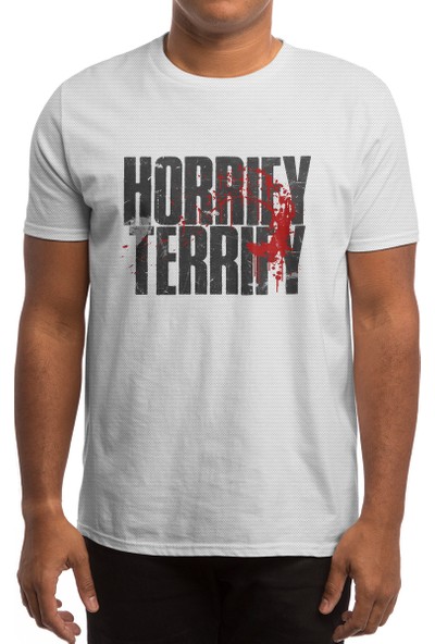 Fizello Horrify Terrify Beyaz Spor Tişört