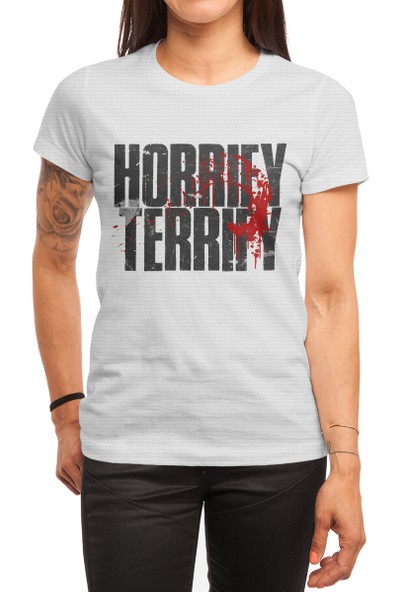 Fizello Horrify Terrify Beyaz Spor Tişört