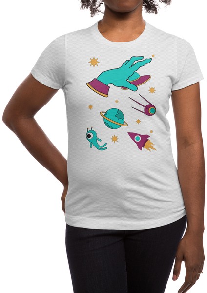 Space Galaxy Ufo Beyaz Spor Tişört