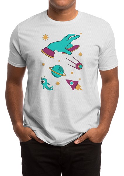 Space Galaxy Ufo Beyaz Spor Tişört