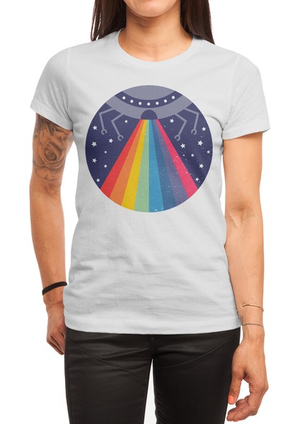 Rainbow Ufo Abduction Beyaz Spor Tişört