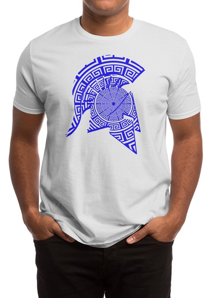 Spartan Warrior Helmet Meander Symbol Beyaz Spor Tişört