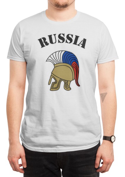 Russia Flag Helmet Beyaz Spor Tişört
