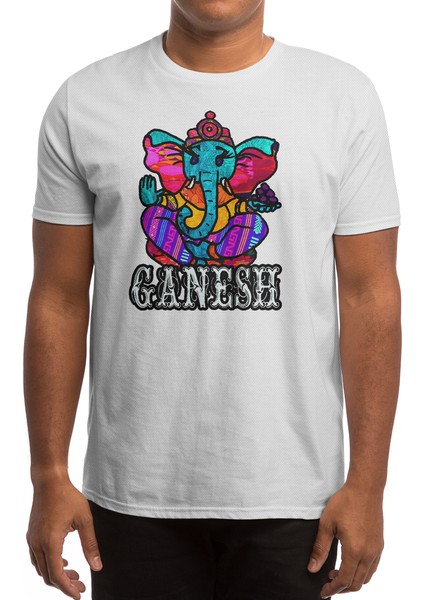 Lord Ganesha Retro Style Beyaz Spor Tişört
