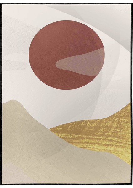 Dağ Manzara Altın Tonları Modern Poster P-002985