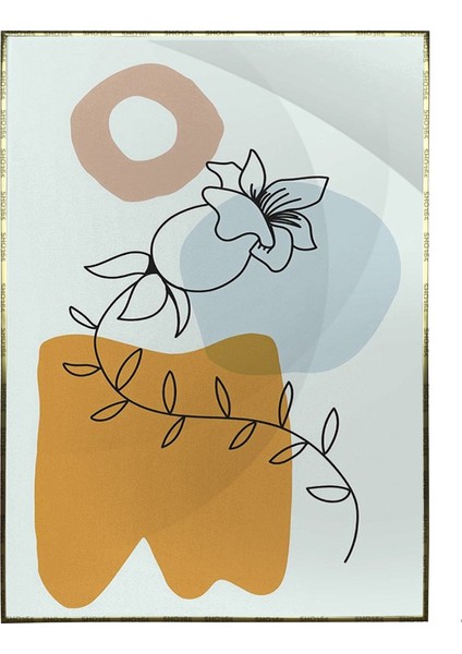 Çiçek ve Şekiller Mavi Renkler Modern Poster P-004270