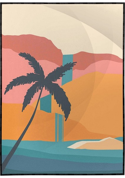 Renkli Plaj Manzara Modern Sanat Tuval Poster P-003190