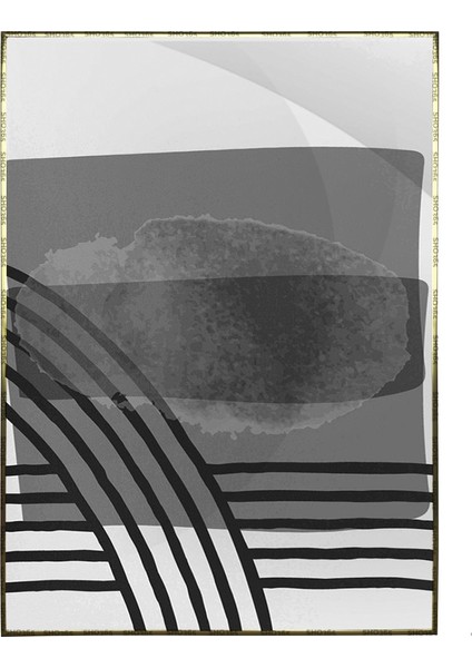 Şekiller ve Çizgiler Gri Siyah Renkler Modern Dekoratif Poster P-002943