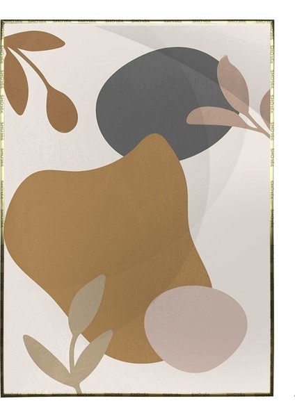Yapraklar ve Şekiller Karışık Renkler Modern Poster P-003562