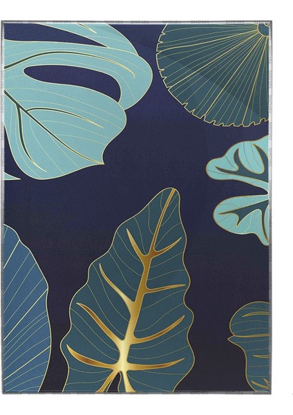 Tropikal Yapraklar Mavi Turkuaz Renkler Modern Poster P-000833