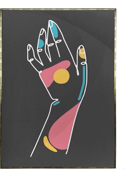 El ve Şekiller Renkli Siyah Modern Poster P-000601
