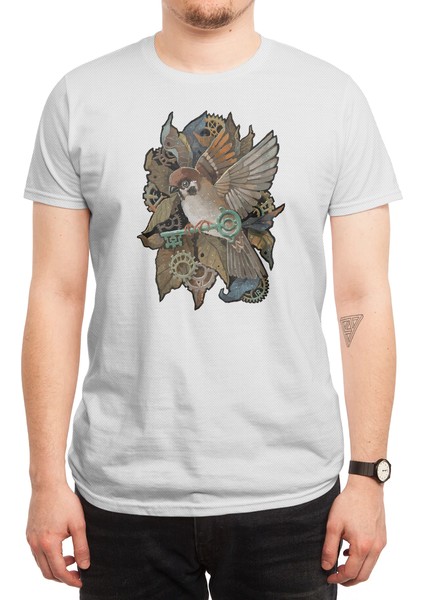 Clockwork Sparrow Beyaz Spor Tişört