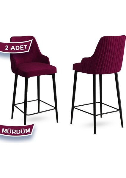 Concept Enox Serisi, Yemek Odası Bar Sandalyesi, Babyface Kumaş, Siyah Metal Ayak , 2 Adet Sandalye