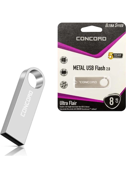 USB Flash Bellek 8gb Metal Ultra Flaır C-U8