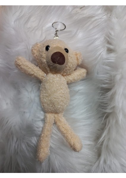 Teddy Ayıcık Anahtarlık - Krem Rengi Peluş Teddy Anahtarlık