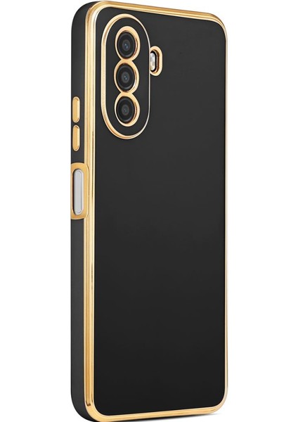 Huawei Nova Y70 Kılıf Kenarı Gold Renkli Tasarım Bark Kapak