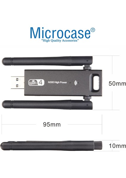 2.4g 300MBPS USB 3.0 Wifi Adaptör Çift Anten - AL3097