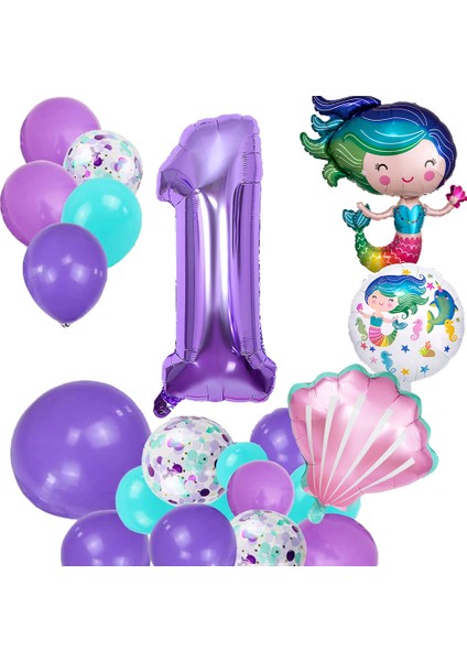 Deniz Kızı Temalı Doğum Günü Parti Kutlama Seti Konsept 2