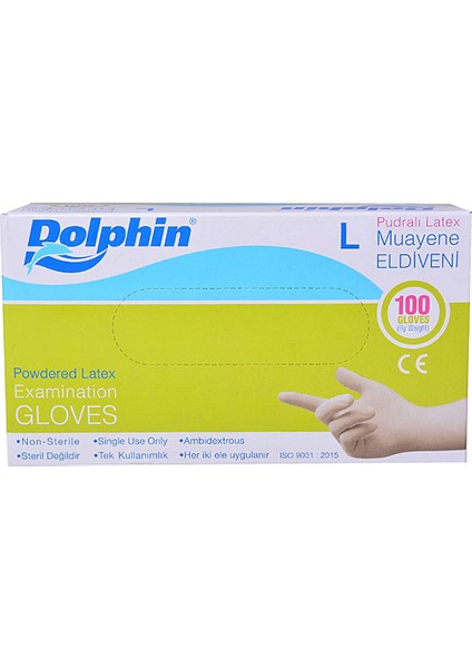 Dolphın Latex Pudralı Eldiven Large 100'LÜ