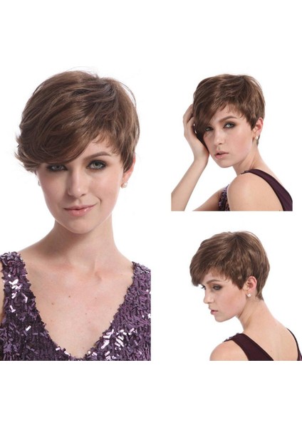 Kadın Moda Kısa Gül Net Tam Kahverengi Saç Bakımı Synthetisch Hiar Kostüm Yanlış Peruk (Yurt Dışından)