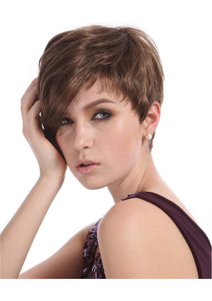 Kadın Moda Kısa Gül Net Tam Kahverengi Saç Bakımı Synthetisch Hiar Kostüm Yanlış Peruk (Yurt Dışından) modelleri