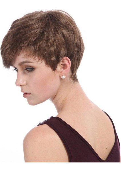 Kadın Moda Kısa Gül Net Tam Kahverengi Saç Bakımı Synthetisch Hiar Kostüm Yanlış Peruk (Yurt Dışından) fırsatları