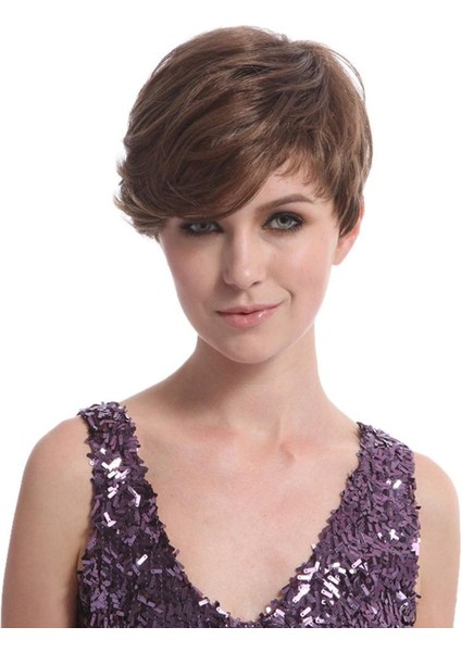 Kadın Moda Kısa Gül Net Tam Kahverengi Saç Bakımı Synthetisch Hiar Kostüm Yanlış Peruk (Yurt Dışından) indirimleri