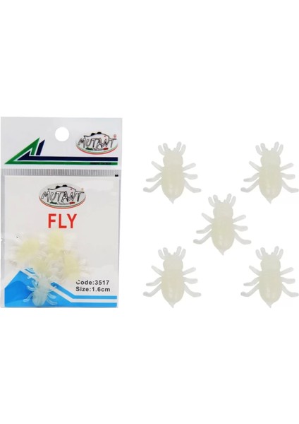 3517 Fly Aromalı Sinek 1.6cm Fly Silikon Suni Yem 5'li Paket