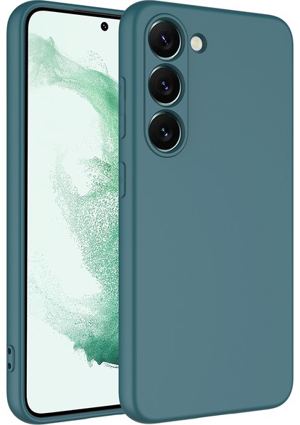 Samsung Galaxy S23 Plus Uyumlu Kılıf 3D Kamera Korumalı İçi Kadife Mara Lansman Yumuşak Kapak Koyu Yeşil