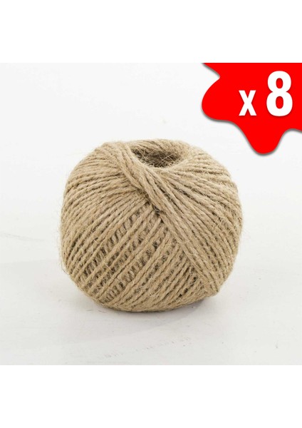 Jut Dekoratif 8 Top – 100 Metre 100 Gram Çuval Hasır Halat Ipi (8 Adet)