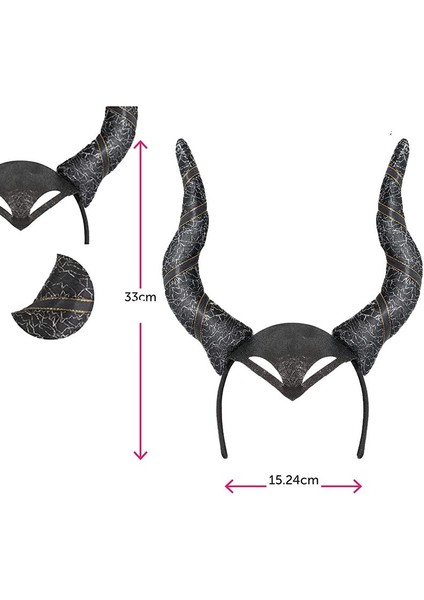 Malefiz Tacı Boynuzu Maleficent Boynuzlu Gothic Horn Taç Siyah Renk 1 Adet