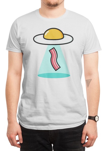 Breakfast Egg Bacon Ufo Sci Fi Beyaz Spor Tişört