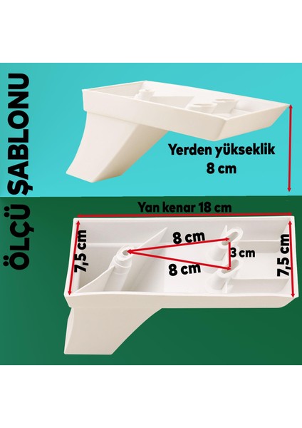 Venüs Lüks Mobilya Kanepe Sehpa Tv Ünitesi Koltuk Ayağı 8 cm Beyaz Baza Ayakları (2 Adet) indirimleri