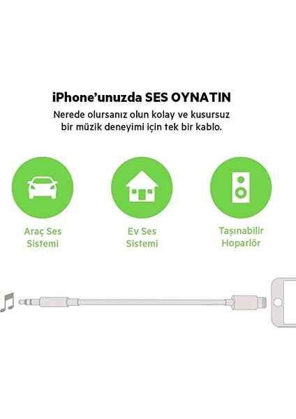 Lightning Konnektörlü 3,5 mm Ses Kablosu