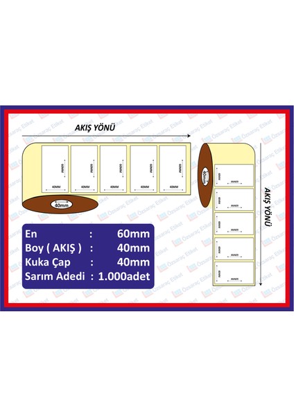 40X60 Barkod Etiketi 1000 Sarım