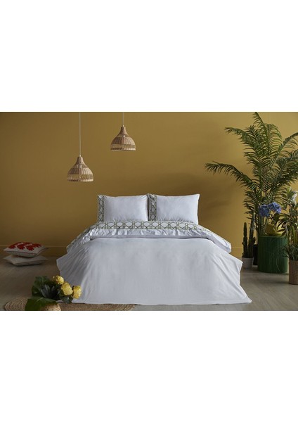Angel Nakışlı Nevresim Takımı Çift Kişilik - Beyaz