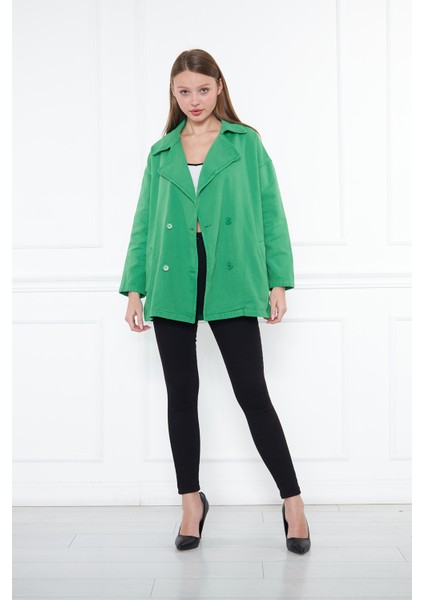 Kadın Benetton Yeşili Oversize Jean Ceket fırsatları