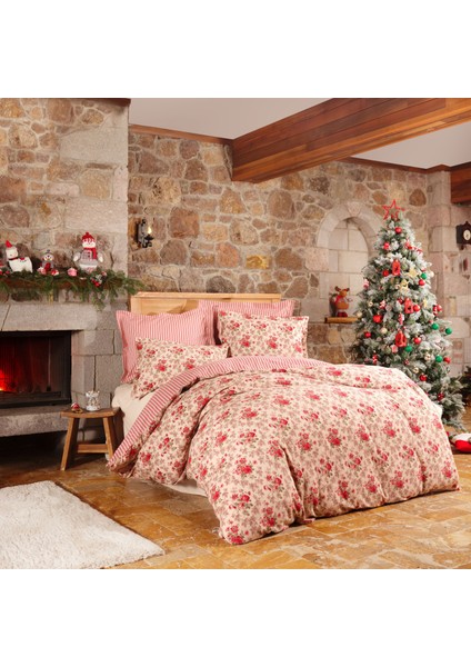 Karaca Home Luis Kırmızı %100 Pamuk Flanel Çift Kişilik Nevresim Takımı