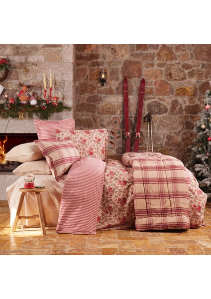 Karaca Home Luis Kırmızı %100 Pamuk Flanel Çift Kişilik Nevresim Takımı