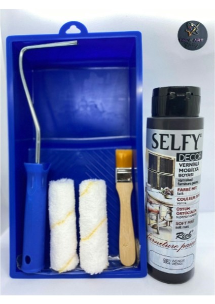 Selfy Decor Kendinden Vernikli Mobilya Boyası 500 cc Wenge + Boyama Rulo Seti
