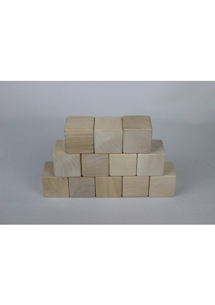 aliwooden 12 Li Naturel Büyük Küp (5 Cm)